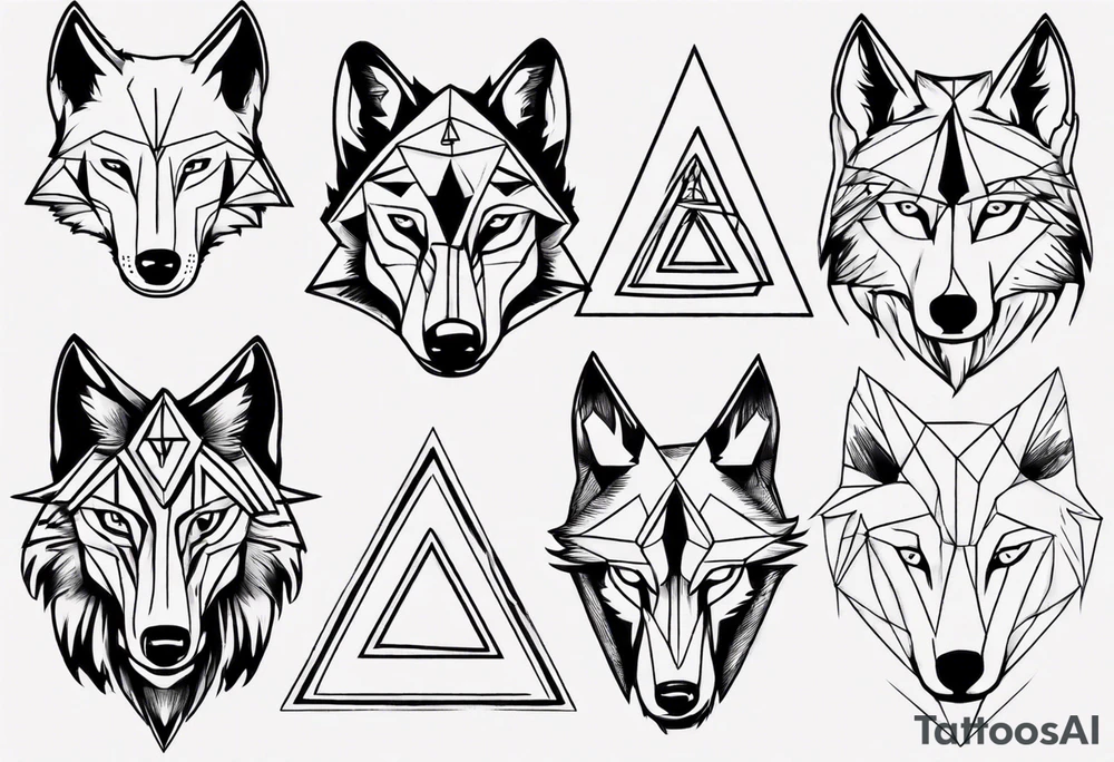 wolf head with triangle on forehead tattoo idea