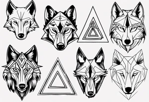 wolf head with triangle on forehead tattoo idea