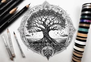 tree of life, pices fish, galaxy, cross tattoo idea