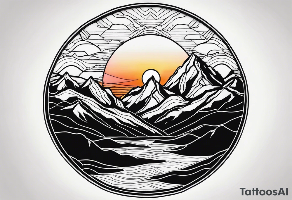 Sunset Over Mountains tattoo idea