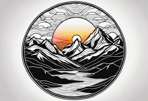 Sunset Over Mountains tattoo idea