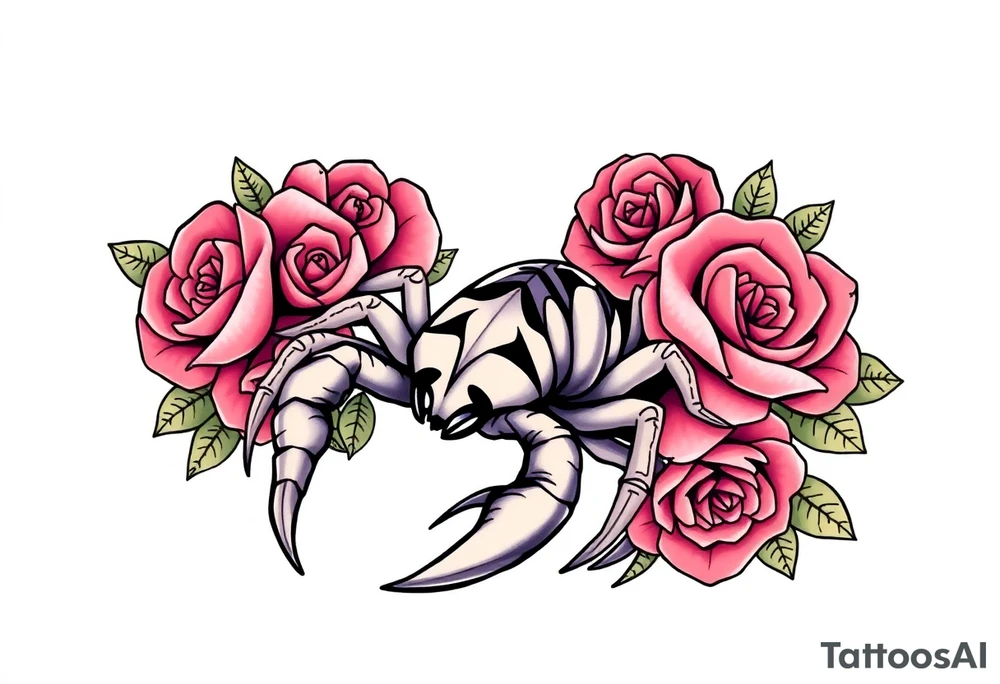 Scorpion with roses tattoo idea