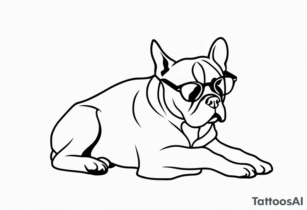 silhouette of french bull dog with glasses tattoo idea