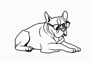 silhouette of french bull dog with glasses tattoo idea