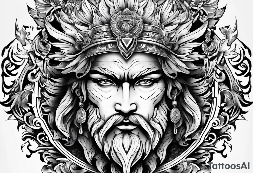 Águia com a face de Zeus tattoo idea
