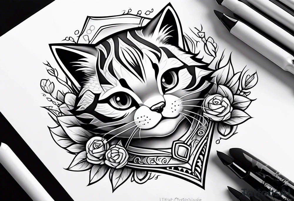 super cute cartoon wildcat cub tattoo idea