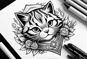 super cute cartoon wildcat cub tattoo idea