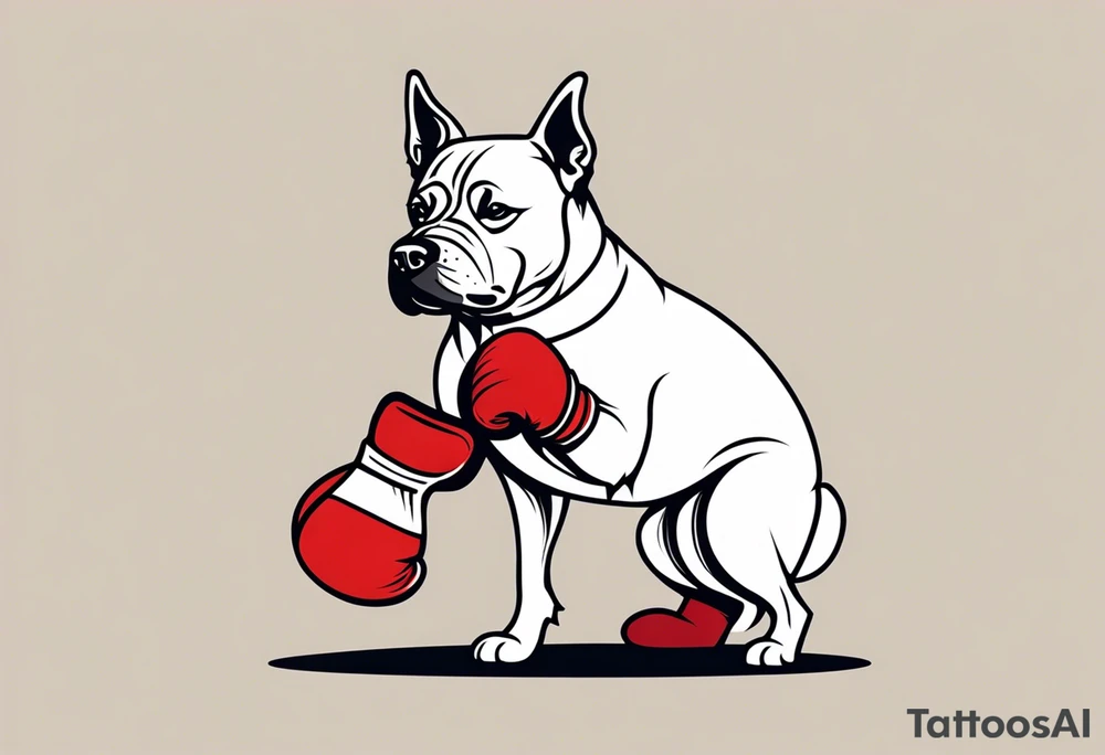 Dog with boxing gloves, boxing coach tattoo idea