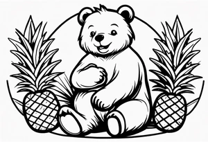 Bear loves pineapples and coconuts tattoo idea