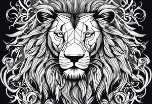 Full Tree with roots turns into lion head tattoo idea