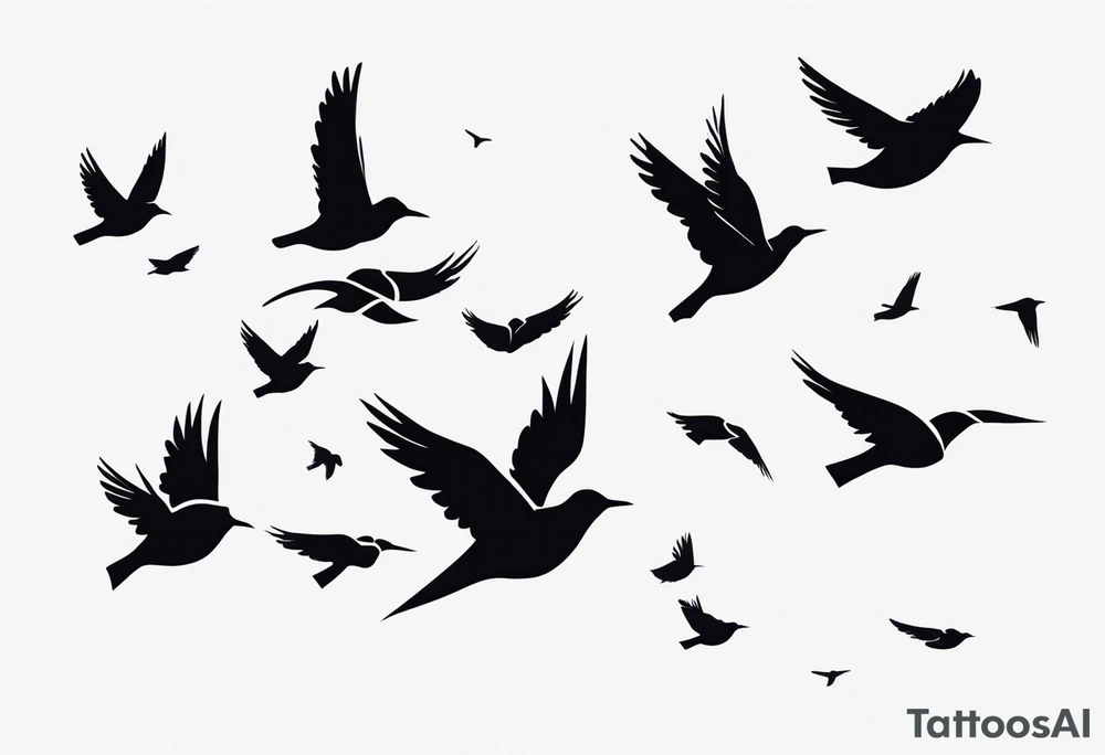 A flock of birds in flight tattoo idea