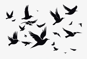 A flock of birds in flight tattoo idea