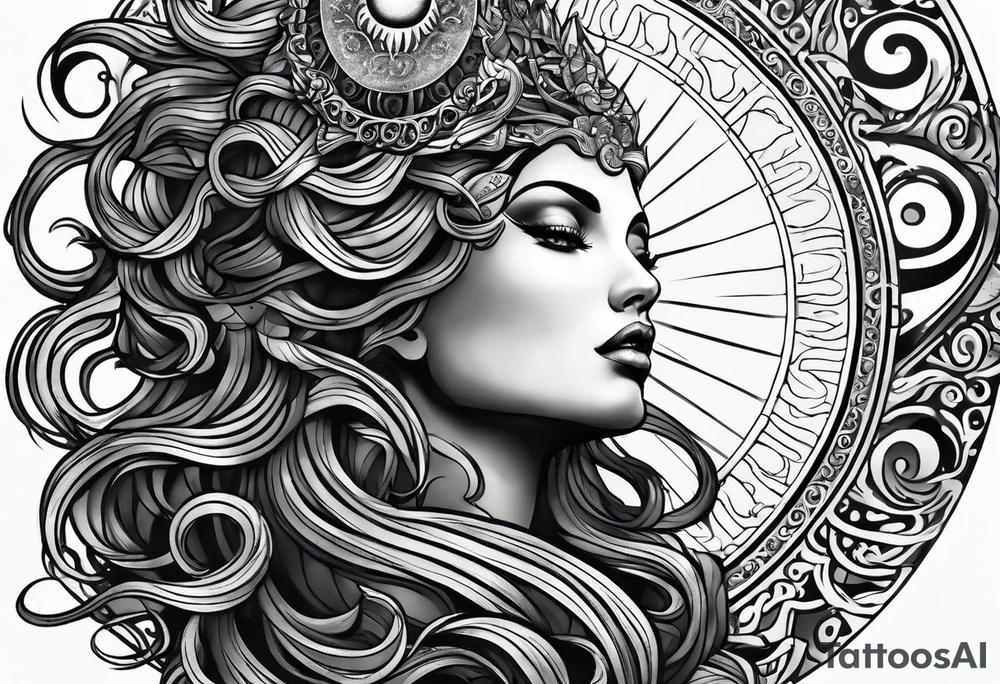Medusa with the sun behind her tattoo idea