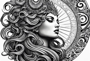 Medusa with the sun behind her tattoo idea