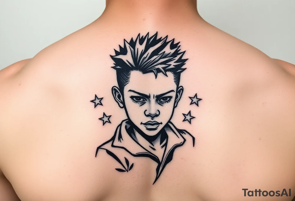 powerful black boy with stars around tattoo idea