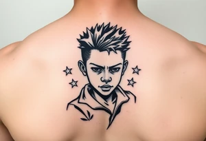 powerful black boy with stars around tattoo idea
