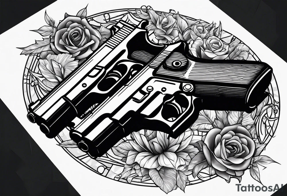 A murder scene of two gunman over the victims black siloets only tattoo idea