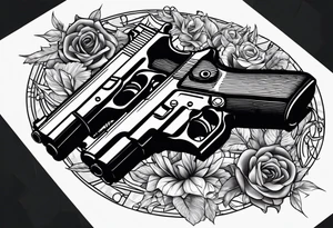 A murder scene of two gunman over the victims black siloets only tattoo idea