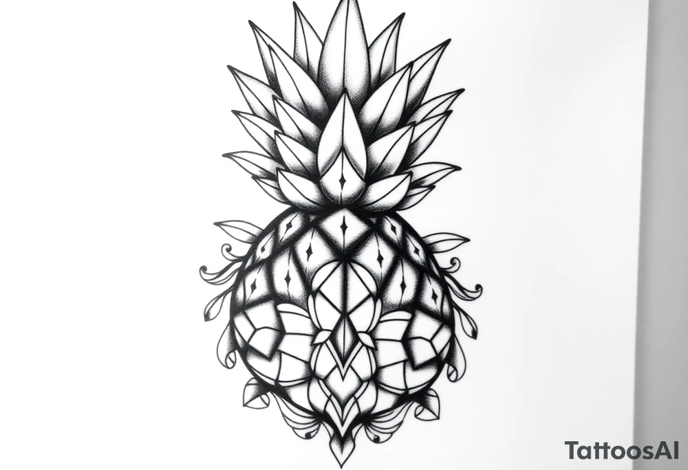 Bushy crown pineapple vagina, design to go over vagina , erotic vagina area design, anus to be at the bottom tattoo idea