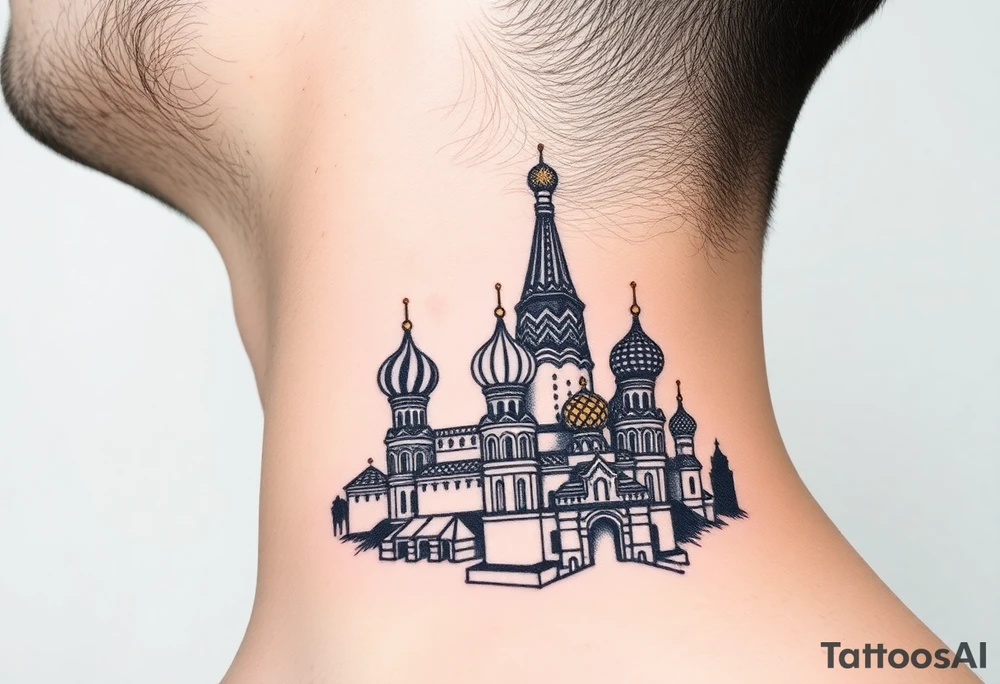 The Kremlin or St. Basil's Cathedral scene tattoo idea