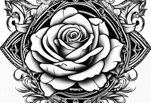cross blended with rose tattoo idea
