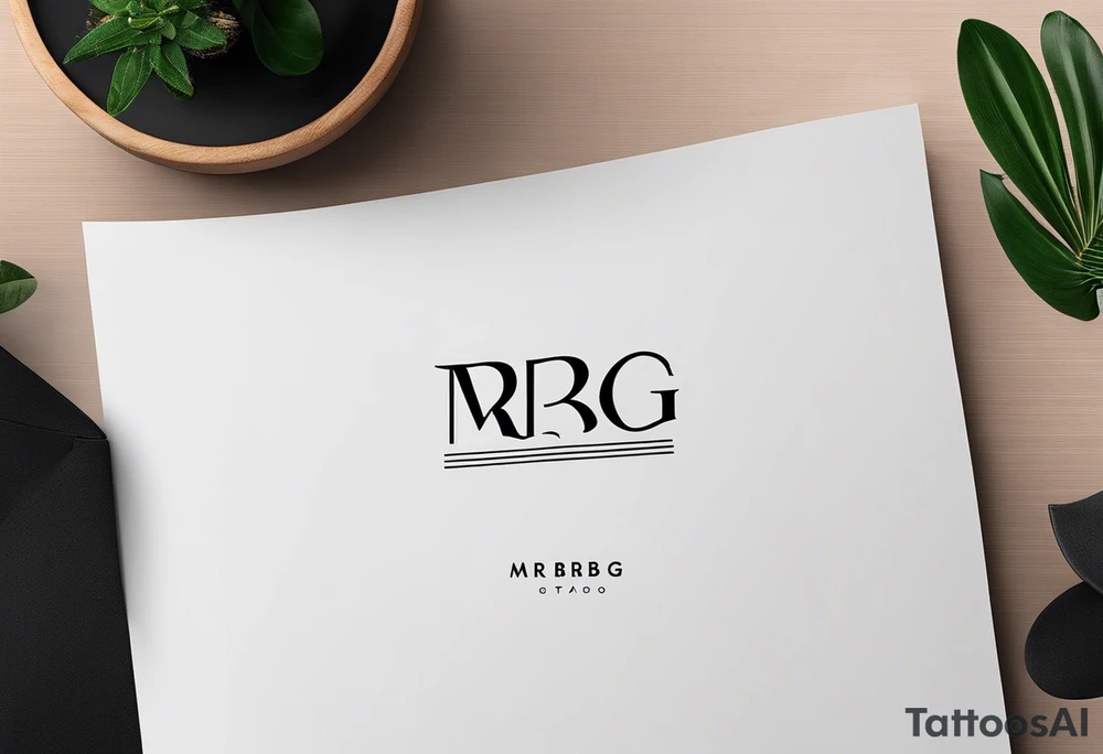 I'm looking for a minimalist logo-style tattoo that consists of the letters 'MRBG'. Keep it simple and not too fancy, just the clean and bold letters arranged in a stylish way. Please ensure there are no figures or additional elements such as people, animals, or objects in the design. tattoo idea