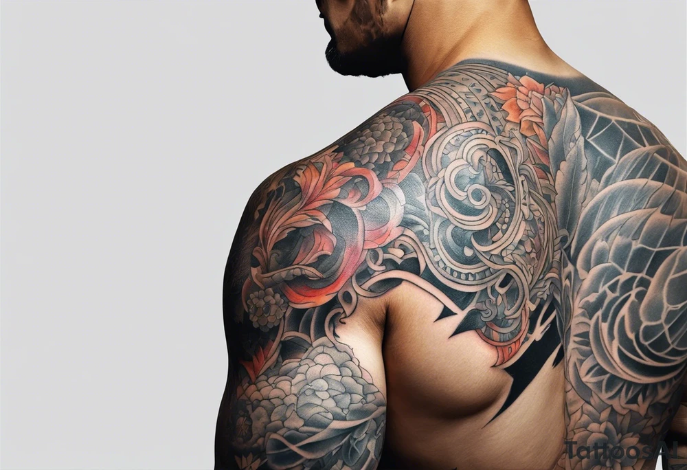 tattoo that fills entire length from shoulder to fingers that symbolizes pain tattoo idea