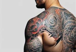tattoo that fills entire length from shoulder to fingers that symbolizes pain tattoo idea