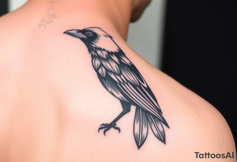 Geometric design of crow with dark shading tattoo idea
