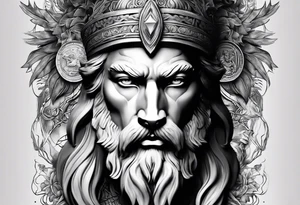 greek god zeus, full sleeve, attractive female face with wolf headress, chemical formula for protein, wolf tattoo idea