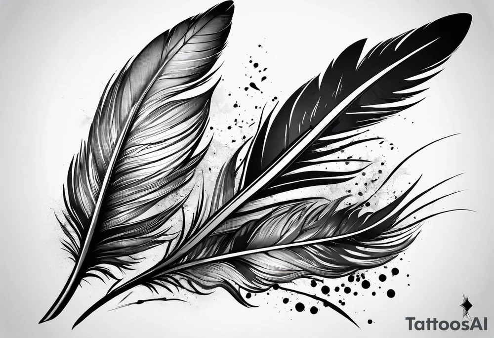 Feather turning into birds trash polka tattoo idea