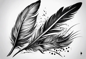 Feather turning into birds trash polka tattoo idea