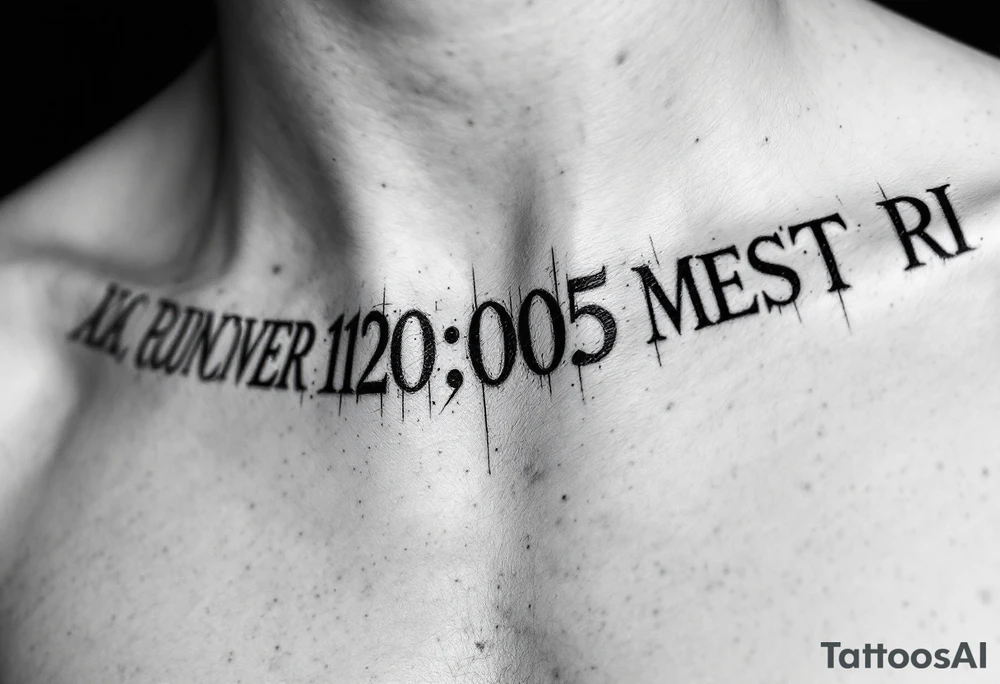 A bold black Roman numeral date across the collarbone, symbolizing a life-changing moment. tattoo idea