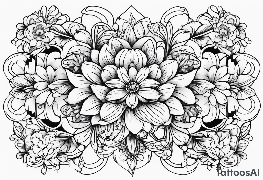 ornaments of flowers tattoo idea