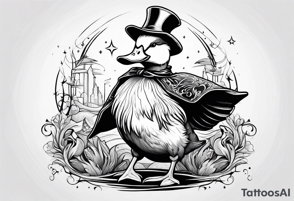 Dabbling Duck dressed like a wizard tattoo idea
