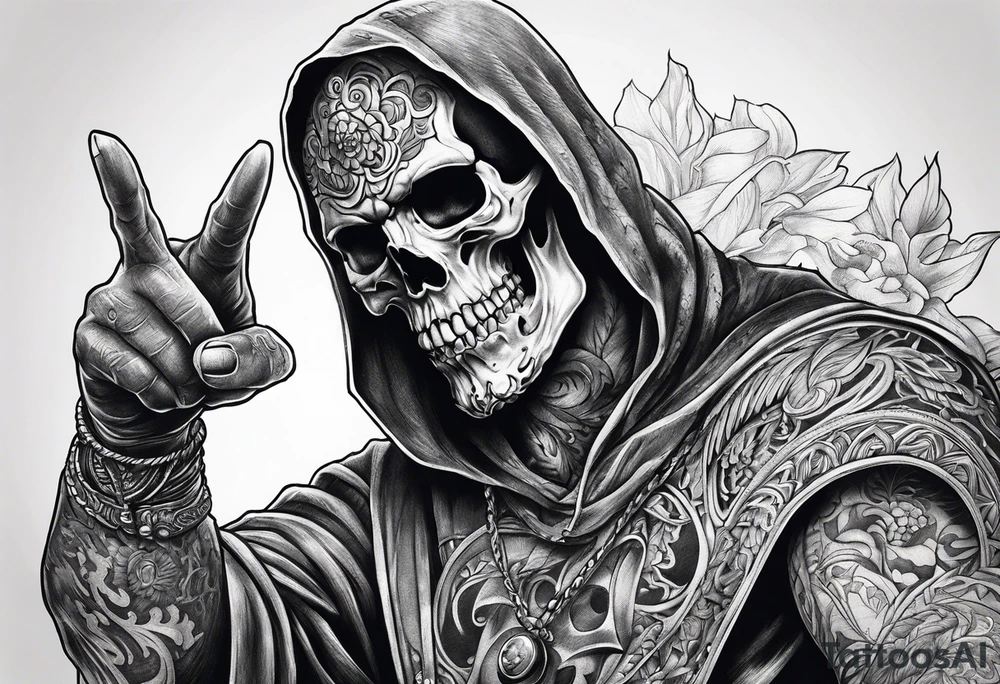 death pointing out tattoo idea