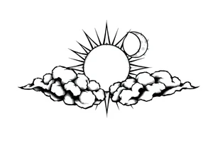 clouds sun and moon tattoo idea