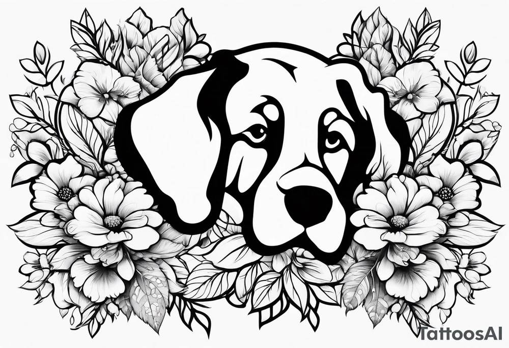 Paw print made with flowers tattoo idea