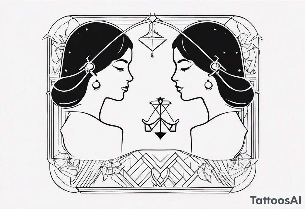 A small fine line combining the Virgo and libra symbols tattoo idea