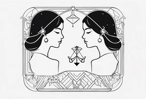 A small fine line combining the Virgo and libra symbols tattoo idea