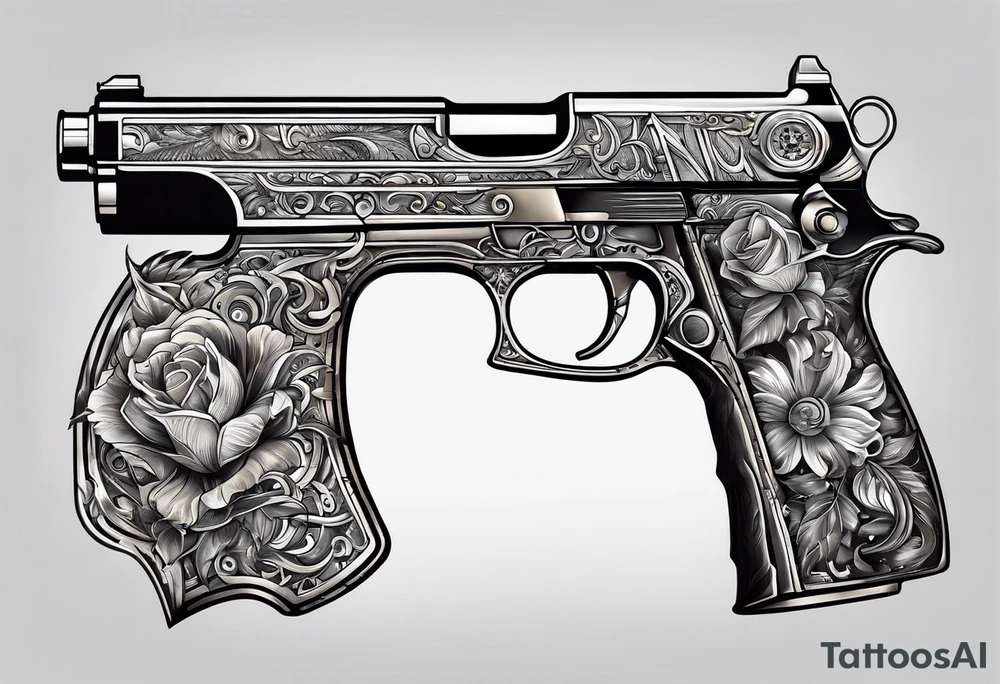 The letters AR with pistols on each side tattoo idea