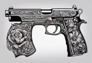 The letters AR with pistols on each side tattoo idea