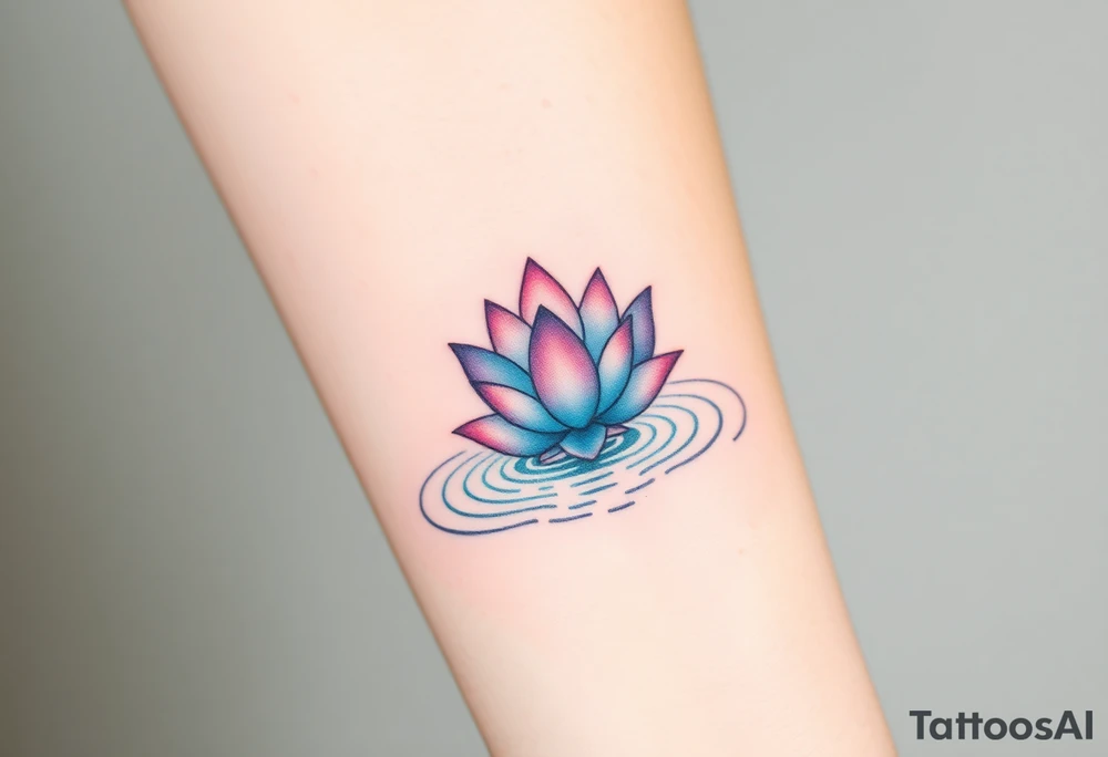 serene lotus flower emerging from sacred waters with ripples tattoo idea