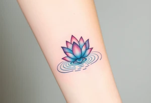 serene lotus flower emerging from sacred waters with ripples tattoo idea