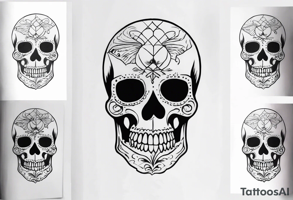 Memento mori writen skull sleeve tattoo design tattoo idea