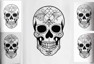 Memento mori writen skull sleeve tattoo design tattoo idea