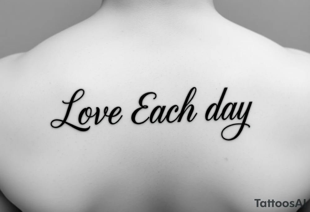 tattoo that says Love Each Day in a unique font for a female tattoo idea