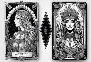 High priestess tarot card cannabis line work tattoo idea