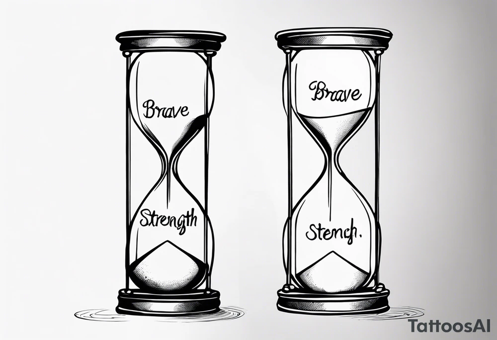 Hour glass with words brave and strength inside. 
Make it look like it’s fading away tattoo idea