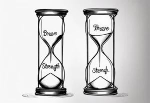 Hour glass with words brave and strength inside. 
Make it look like it’s fading away tattoo idea